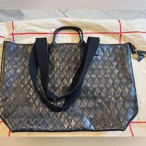 Clare V. Black Le Zip Sack- Diamond Tote Bag